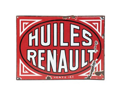 Lot 767 - HUILES RENAULT: A Single-Sided Enamel...