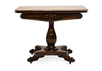 Lot 540 - A William IV Carved Rosewood Foldover Tea...