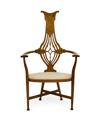 Lot 625 - An Arts & Crafts Inlaid Oak Chair, probably...