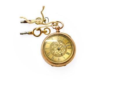 Lot 224 - A 10 Carat Gold Lady's Fob Watch, case stamped...
