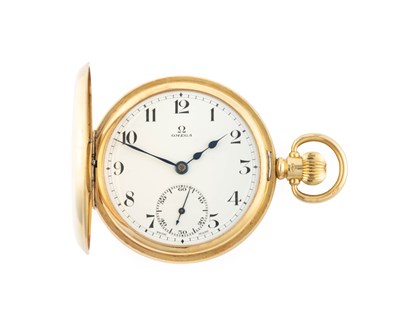 Lot 2274 - Omega: An 18 Carat Gold Half Hunter Pocket...