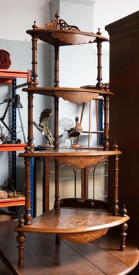 Lot 1354 - A Victorian Inlaid Walnut Four Tier Corner...