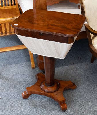 Lot 1104 - A Regency Mahogany Work Table, with hinged top,...