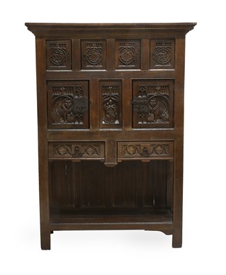 Lot 492 - A Carved Oak Aumbry Cupboard, in 17th century...