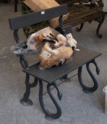 Lot 1258 - A Grey Painted Garden Seat with Victorian Cast...