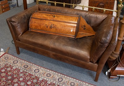 Lot 1170 - A Small Brown Leather Club Sofa, 151cm by 80cm...