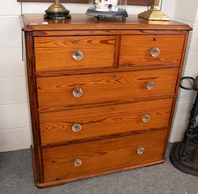 Lot 1178 - A Victorian Pitch Pine Chest of Drawers,...