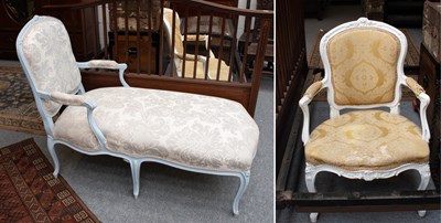 Lot 1192 - A French Day Bed with later painted frame,...