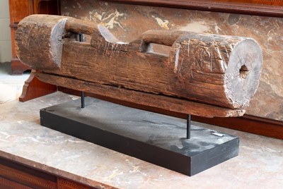 Lot 1346 - A Carved Wooden Temple Bell Mount, 79cm long