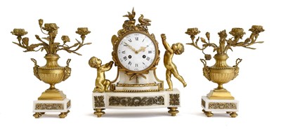 Lot 222 - A French Gilt Metal and White Marble Striking...