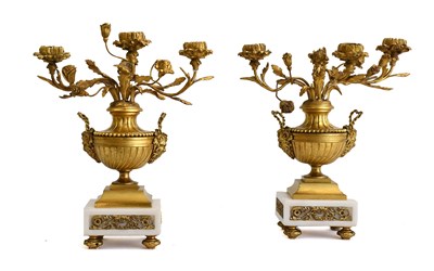 Lot 222 - A French Gilt Metal and White Marble Striking...