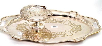 Lot 327 - A silver plated tray and a silver plated basket