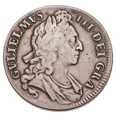 Lot 33 - William III, Crown 1695, SEPTIMO, first harp,...
