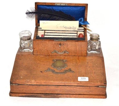 Lot 329 - Oak stationery box