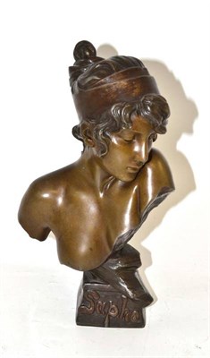 Lot 332 - A bronzed spelter bust of a maiden