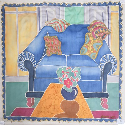 Lot 151 - Georgina Logan (20th Century) "The Blue Settee"...