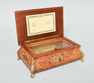 Lot 399 - A "Reuge" Swiss Cylinder Music Box, with brass...