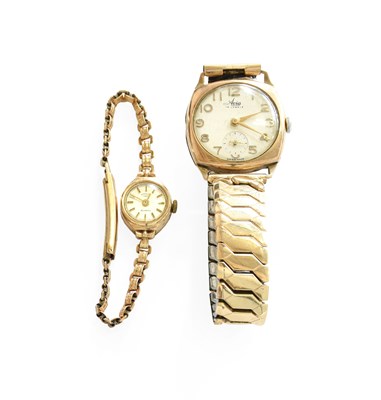 Lot 335 - A 9 Carat Gold Avia Wristwatch, gilt metal...