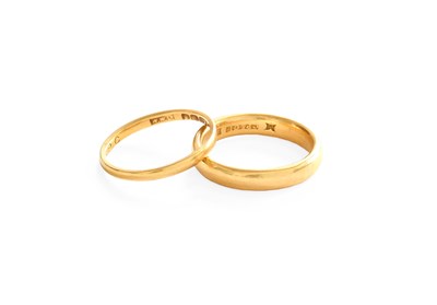 Lot 334 - Two 22 Carat Gold Band Rings (2)