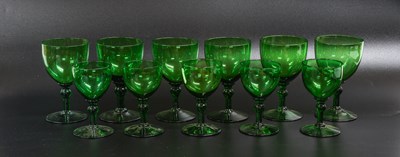 Lot 73 - A Part Suite of Georgian Green Table Glassware,...