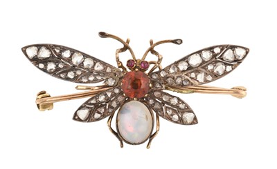Lot 2418 - An Opal, Garnet, Ruby and Diamond Brooch,...