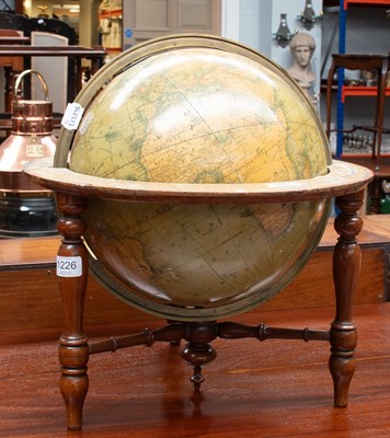 Lot 1226 - A Balby's Terrestrial Globe, 12", on turned...
