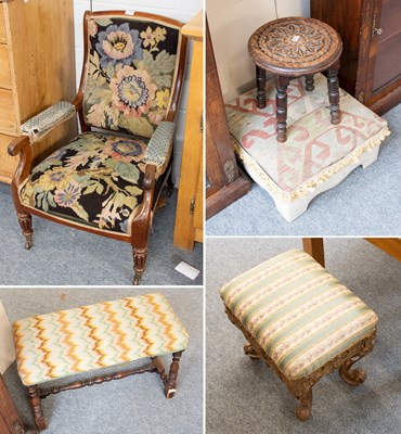 Lot 1198 - An Oak Stool on Turned and Blocked Supports, a...