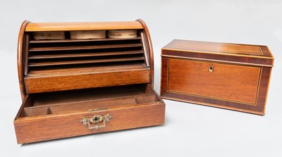 Lot 485 - A Metamorphic Tambour Top Stationary Box,...