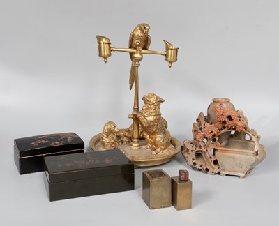 Lot 482 - A Bronze Desk Stand with Four Zoomorphic...