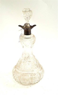 Lot 347 - A cut glass decanter and stopper with silver mount, Birmingham 1913 (a.f.)