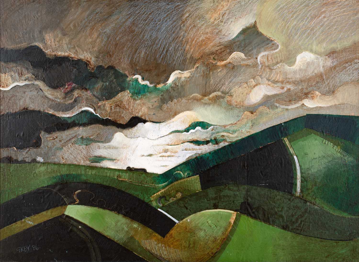 Lot 33 - Geoffrey Key (b.1941) Rolling Landscape Signed...