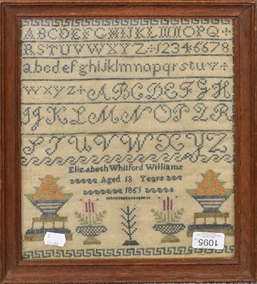 Lot 1095 - 19th Century Alphabet Samplers comprising an...