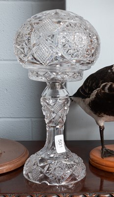 Lot 501 - A Cut Glass Mushroom Formed Table Lamp, 35cm high