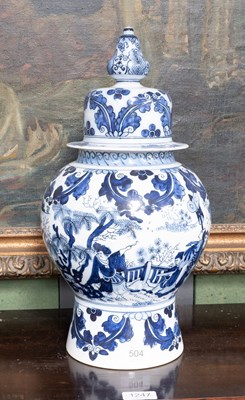 Lot 504 - A Dutch Delft Baluster Vase and Cover, 19th...