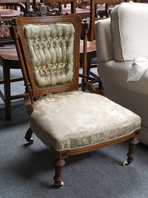 Lot 1315 - Victorian Inlaid and Carved Nursing Chair with...