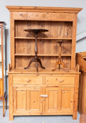 Lot 1363 - A 20th Century Pine Farmhouse Dresser and Rack,...