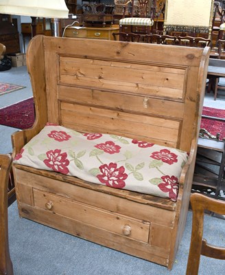 Lot 1321 - A Pine Hall Bench of Small Proportions, fitted...