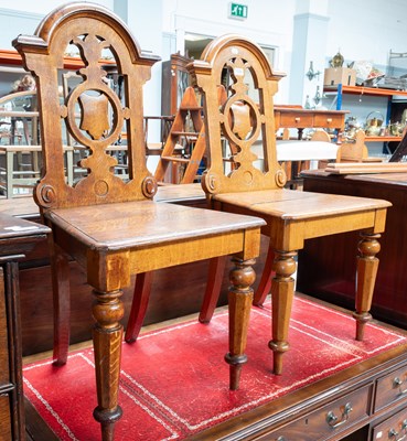 Lot 1338 - A Pair of Late Victorian Carved Oak Hall...