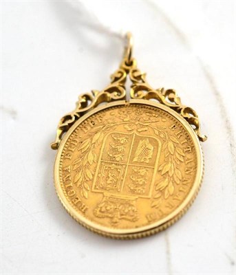 Lot 355 - A Victorian shield back sovereign in pendant mount