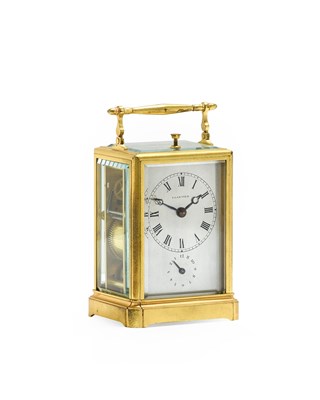 Lot 295 - A Brass Strike and Repeat Alarm Carriage Clock,...