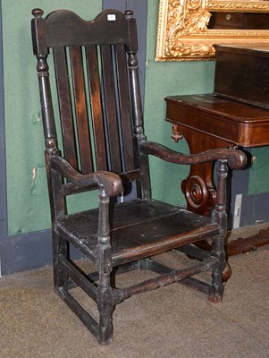 Lot 1364 - A 17th Century Oak Slat Back Armchair