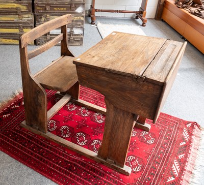 Lot 1414 - An Early 20th Century Oak Combination School...