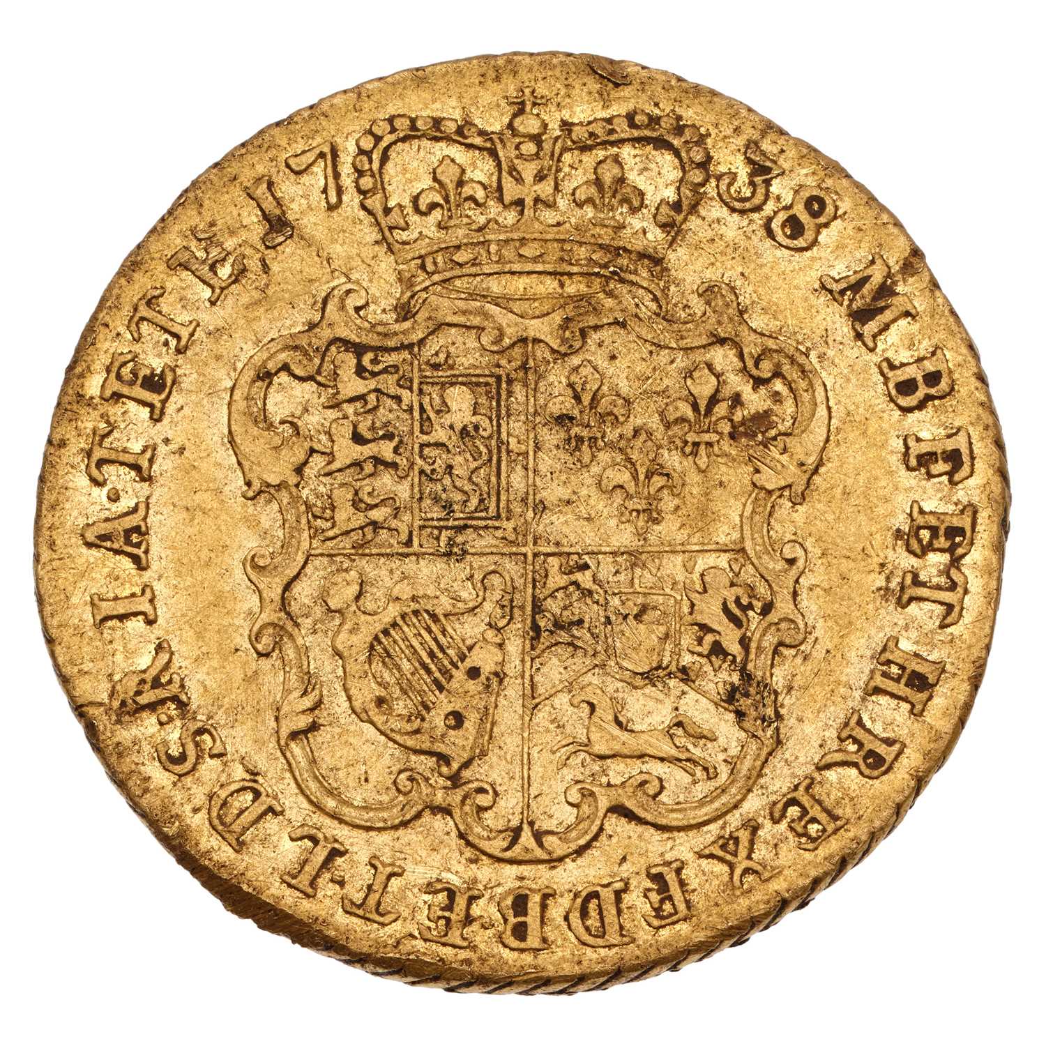Lot 127 - George II, Guinea 1738, second young laureate...
