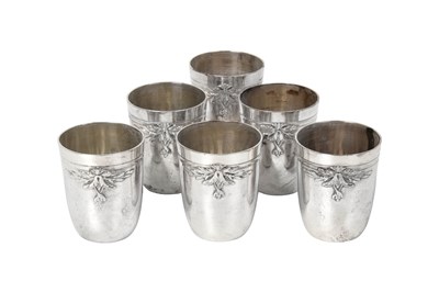 Lot 2125 - A Set of Six French Silver Tot-Cups