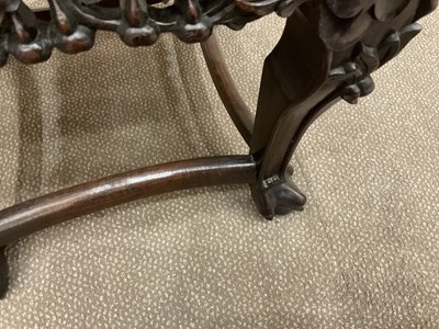 Lot 95 - A Chinese Hardwood and Pink Marble Plant Stand,...