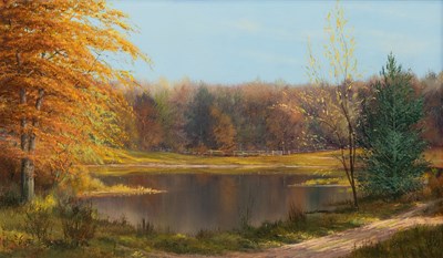 Lot 1128 - Fritz Gunter (20th century) Autumnal lakeland...