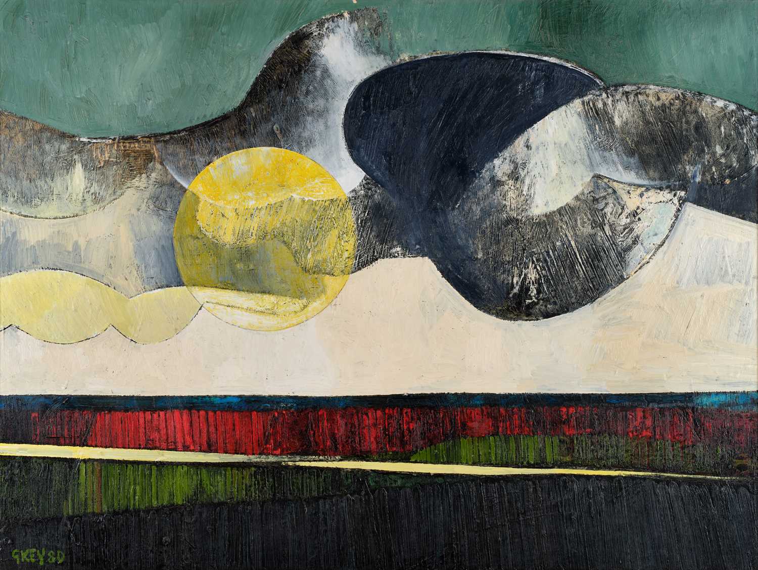 Lot 32 - Geoffrey Key (b.1941) Mountain Sunrise Signed...