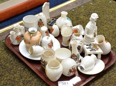 Lot 381 - A tray of assorted crested china