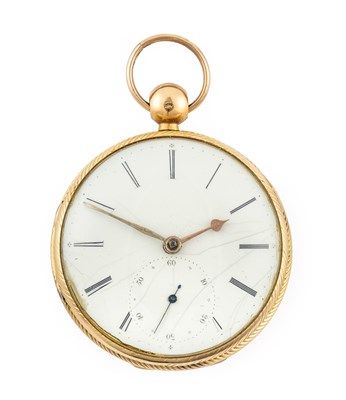 Lot 2277 - Nelson: An 18 Carat Gold Open Faced Lever...