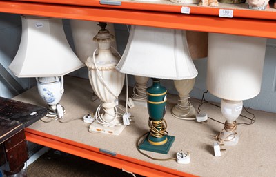 Lot 187 - A Carved Alabaster Urn Form Table Lamp,...